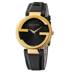 Gucci YA133312 Interlocking-G Grammy Special 37MM Unisex Black Leather Watch